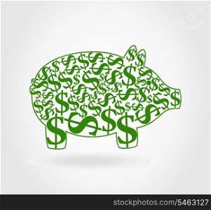 Dollar pig. Dollar pig on a grey background. A vector illustration