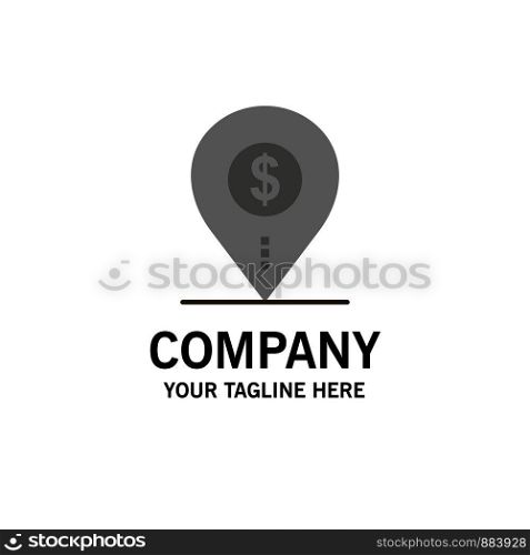 Dollar, Pin, Map, Location, Bank, Business Business Logo Template. Flat Color