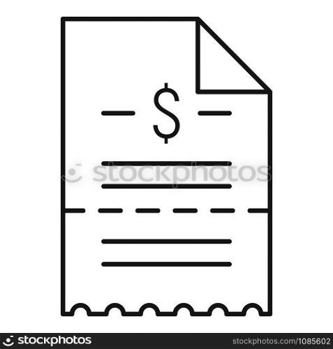Dollar receipt icon. Outline dollar receipt vector icon for web design isolated on white background. Dollar receipt icon, outline style
