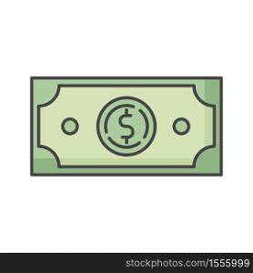 Dollar RGB color icon. Money exchange. Investment in stock. Trading service. Banking and commerce. Financial wealth. Bill to pay. Capital for business fund. Isolated vector illustration. Dollar RGB color icon