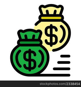 Dollar sacks icon. Outline dollar sacks vector icon color flat isolated. Dollar sacks icon color outline vector