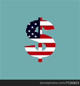 Dollar sign american flag style. Business concept