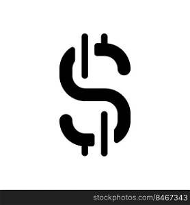 Dollar sign black glyph ui icon. Currency and money. Finance and banking. User interface design. Silhouette symbol on white space. Solid pictogram for web, mobile. Isolated vector illustration. Dollar sign black glyph ui icon