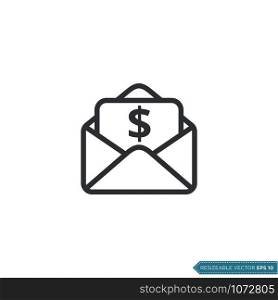 Dollar Sign Envelope and Money Sign Icon Vector Template Flat Design