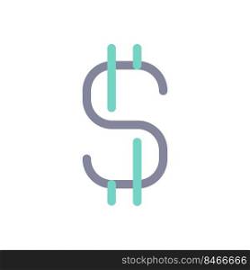 Dollar sign flat color ui icon. Currency and money. Finance and banking. Richness and wealth. Simple filled element for mobile app. Colorful solid pictogram. Vector isolated RGB illustration. Dollar sign flat color ui icon