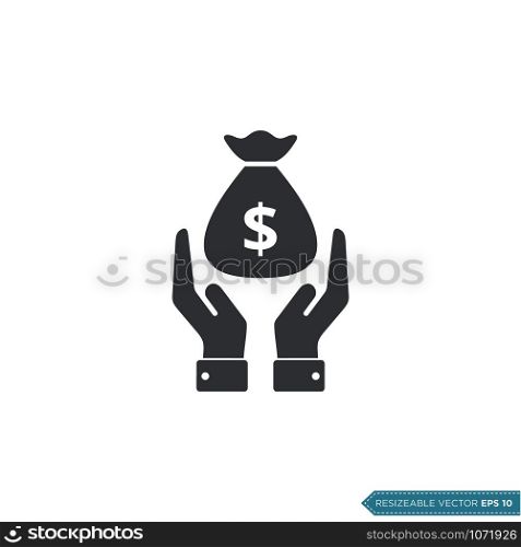 Dollar Sign Hand Holding Money Icon Vector Template Flat Design