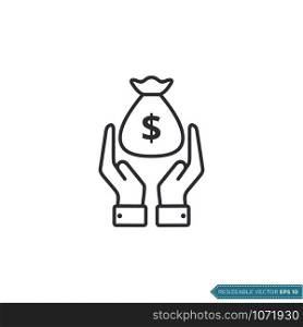 Dollar Sign Hand Holding Money Icon Vector Template Flat Design
