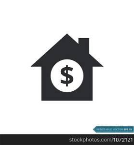 Dollar Sign House Icon Vector Template Flat Design