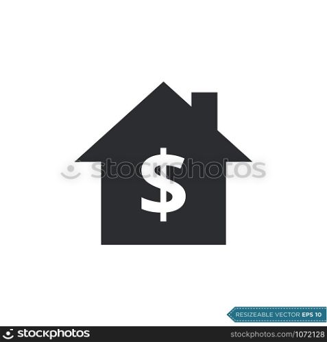Dollar Sign House Icon Vector Template Flat Design