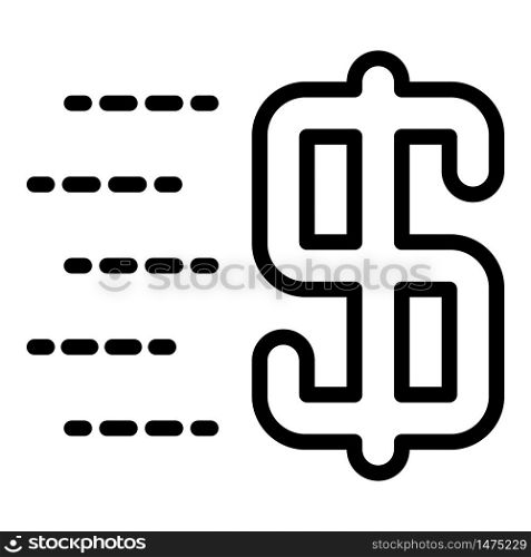 Dollar sign in motion icon. Outline dollar sign in motion vector icon for web design isolated on white background. Dollar sign in motion icon, outline style