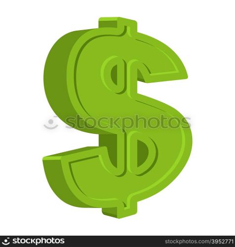 Dollar sign isolated on a white background. Emblem of American money in a cartoon style. Vector icon&#xA;