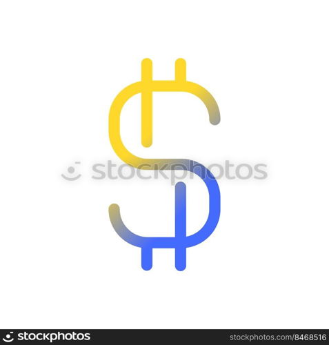 Dollar sign pixel perfect gradient linear ui icon. Currency and money. Finance. Richness and wealth. Line color user interface symbol. Modern style pictogram. Vector isolated outline illustration. Dollar sign pixel perfect gradient linear ui icon