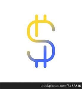 Dollar sign pixel perfect gradient linear ui icon. Currency and money. Finance. Richness and wealth. Line color user interface symbol. Modern style pictogram. Vector isolated outline illustration. Dollar sign pixel perfect gradient linear ui icon