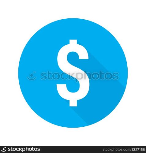 Dollar sign. Vector isolated illustration. Dollar money cash sign on blue circle background. EPS 10