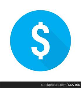 Dollar sign. Vector isolated illustration. Dollar money cash sign on blue circle background. EPS 10