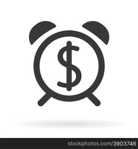 Dollar sign with alarm clock as time is money concept icon vector illustration.