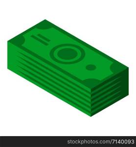 Dollar stack icon. Isometric of dollar stack vector icon for web design isolated on white background. Dollar stack icon, isometric style