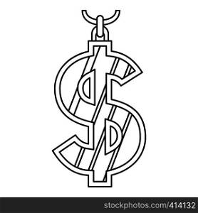 Dollar symbol icon. Outline illustration of dollar symbol vector icon for web. Dollar symbol icon, outline style