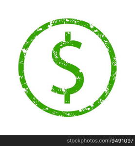 Dollar symbol rubber st&. Dollar st&rubber, money grunge mark. Vector illustration. Dollar symbol rubber st&