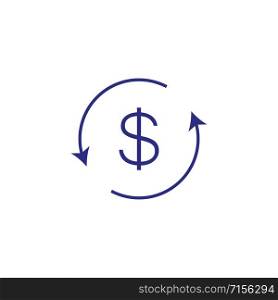 dollar symbol with arrow icon in flat, vector. dollar symbol with arrow icon in flat