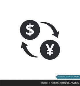 Dollar to Yen Exchange Currency Icon Vector Template