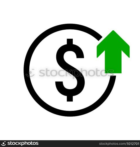 Dollar Up. Symbol value increase icon. Currency Growth Concept.