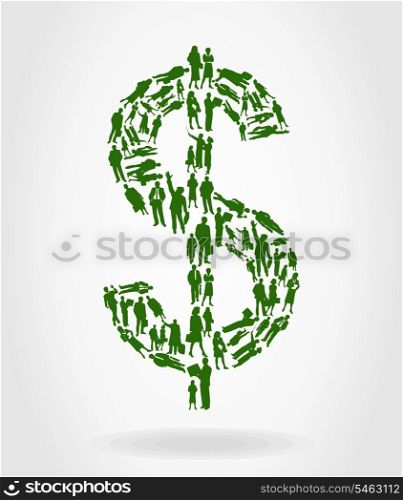 Dollar3. Dollar sign made of businessmen. A vector illustration