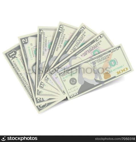 Dollars Banknote Stack Vector. American Money. Dollars Banknote Stack Vector. American Money Bill Isolated Illustration. Realistic Money Stacks Concept. Cash Symbol Dollars. Every Denomination Of US Currency