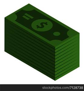 Dollars banknotes icon. Isometric of dollars banknotes vector icon for web design isolated on white background. Dollars banknotes icon, isometric style