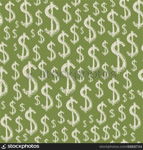 Dollars signs seamless pattern. Dollars signs seamless pattern. Vector green background with money symbols.