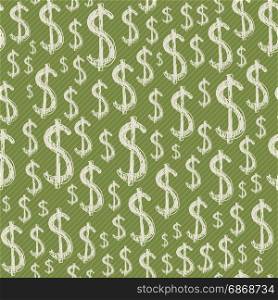 Dollars signs seamless pattern. Dollars signs seamless pattern. Vector green background with money symbols.
