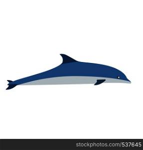 Dolphin blue mammal art graphic symbol vector icon. Animal sea aquarium show illustration side view.