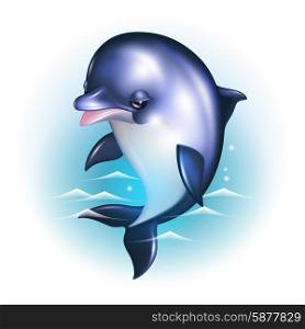 Dolphin cartoon against the background of the waves. Vector illustration. Dolphin cartoon against the background of the waves. Vector illustration EPS 10