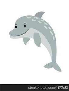 Dolphin cartoon sea animal icon isolated on white, vector illustration. Dolphin cartoon sea animal icon