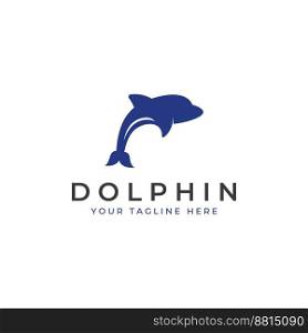 Dolphin logo. Dolphins jump on the waves of the sea or the beach.