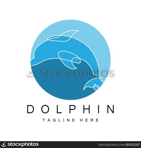Dolphin Logo vector icon design, Marine Animals Fish Types Mammals, love to fly and jump