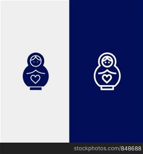 Dolphin, Mother, Love, Heart Line and Glyph Solid icon Blue banner