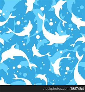Dolphin seamless pattern vector illustration.