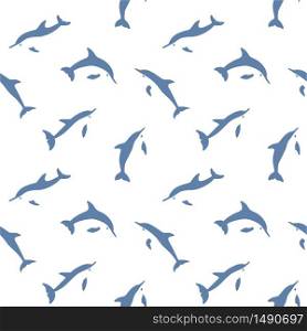Dolphin seamless pattern. Vector illustration in abstract style on white background. Dolphin seamless pattern. Vector illustration in abstract style