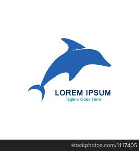 Dolphin smart fish jump logo in the sea template design