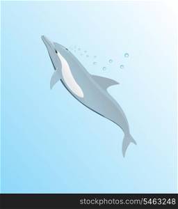 Dolphin. The dolphin floats in the top sheet of water. A vector illustration
