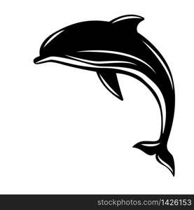 Dolphin. Vector illustration, flat style. Black and white. Dolphin. Vector illustration, flat style. Black and white.