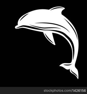 Dolphin. Vector illustration, flat style. Black and white. Dolphin. Vector illustration, flat style. Black and white.