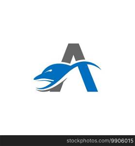Dolphin with Letter A logo icon design concept vector template illustration