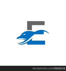 Dolphin with Letter E logo icon design concept vector template illustration