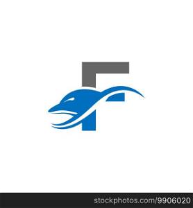Dolphin with Letter F logo icon design concept vector template illustration