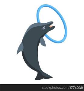 Dolphin with ring icon. Isometric of Dolphin with ring vector icon for web design isolated on white background. Dolphin with ring icon, isometric style