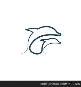 dolphins line icon vector illustration 