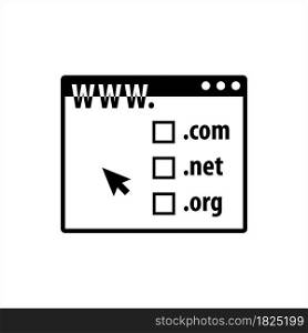 Domain Registration Icon, Web Hosting Service Registration Vector Art Illustration