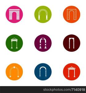 Dome icons set. Flat set of 9 dome vector icons for web isolated on white background. Dome icons set, flat style